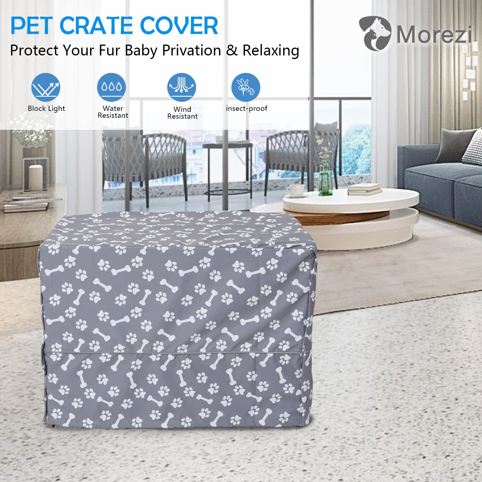 **Heavy Duty Waterproof Nylon Dog Crate Cover for 48-Inch Wire Crates - Easy On/Off & Adjustable - Durable Pet Kennel Cover by GrayPaw (XXL, Gray) - Perfect for Travel, Home Use & Outdoor Protection**