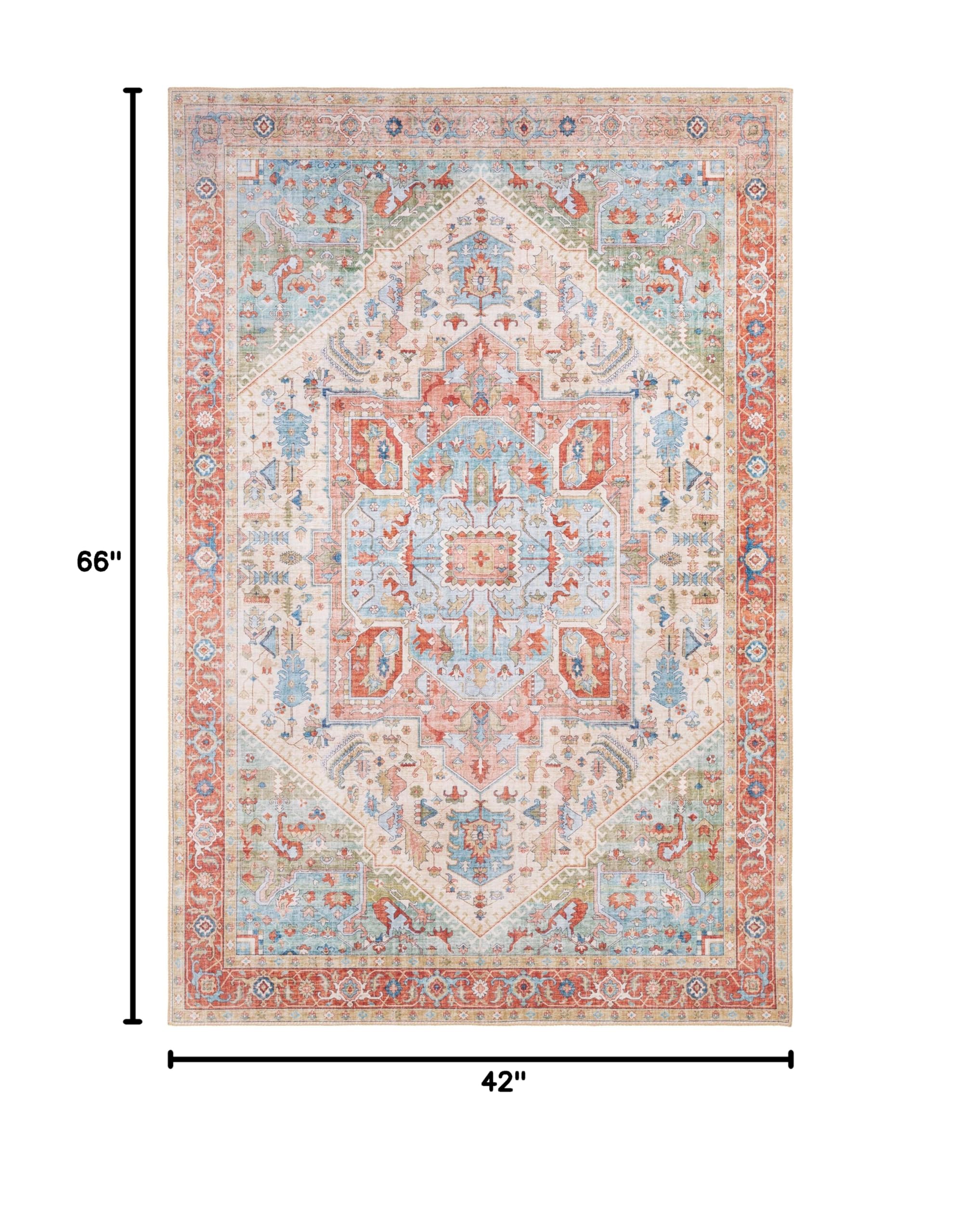 Mark&Day 4x6 Traditional Beige Area Rug - Soft Plush Carpet for Living Room, Bedroom, Kitchen - Non-Slip Comfortable Floor Mat (3'6
