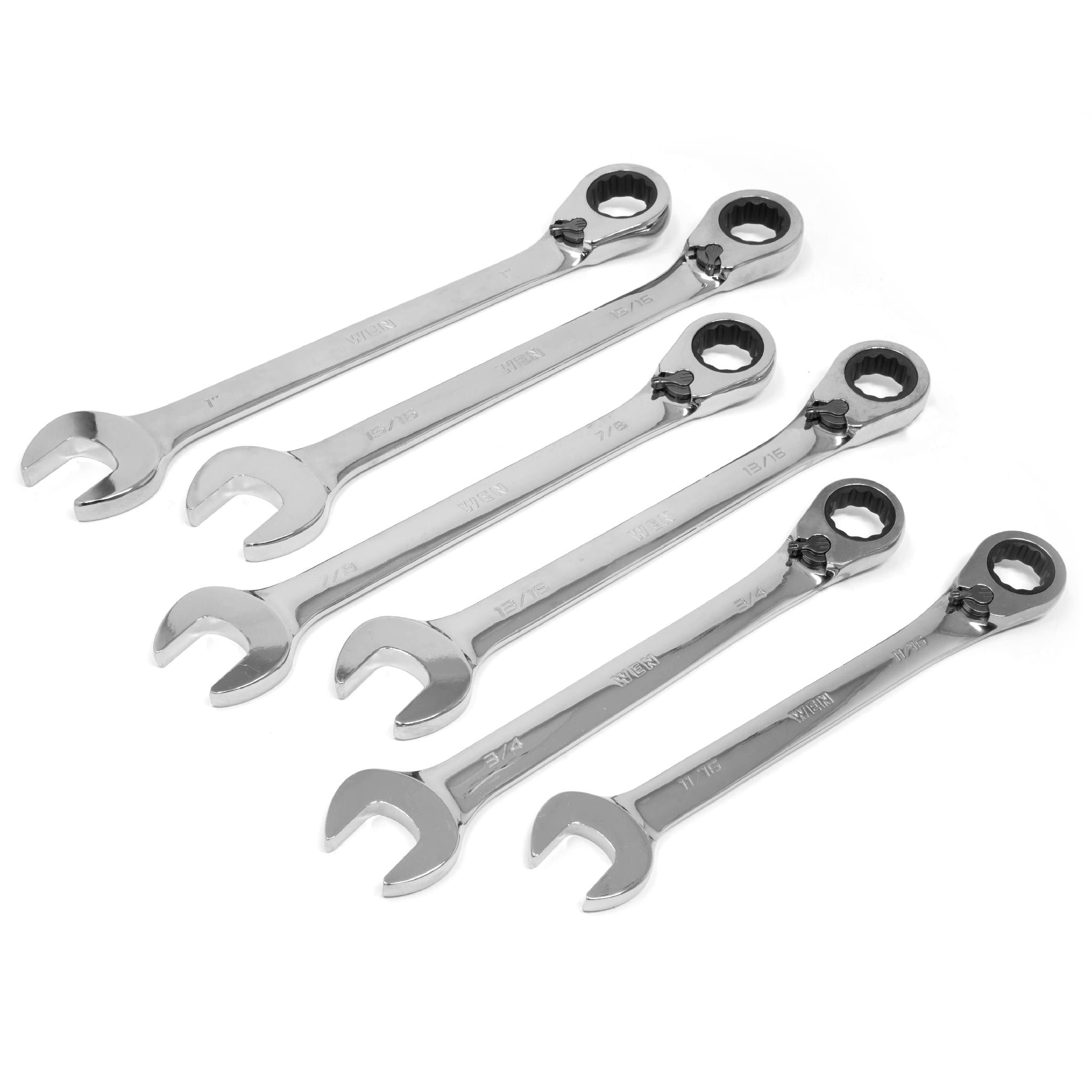 WEN WR132 13-Piece Professional Grade Reversible Ratcheting SAE Combination Wrench Set with Storage Rack - Perfect for Automotive Repair, DIY Projects & Home Maintenance