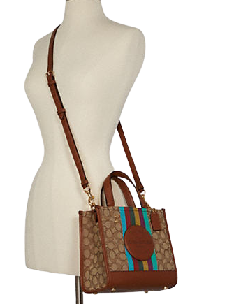 Coach Dempsey Tote 22 - Signature Jacquard Crossbody Bag with Stripe Design & Coach Patch - Perfect for Work, Travel & Everyday Use