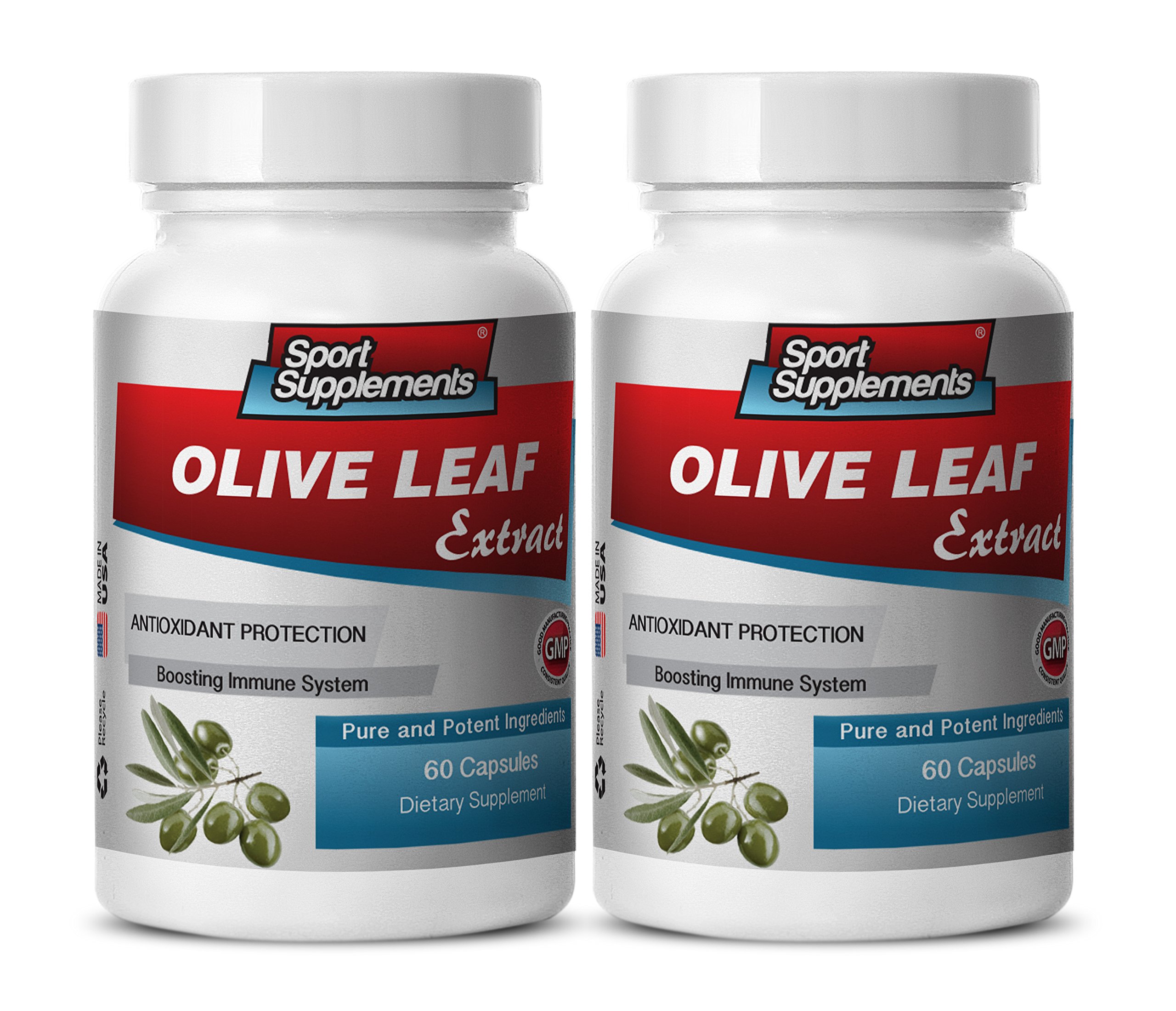 Premium Olive Leaf Extract 500mg Capsules - Antioxidant Support, Immune Booster & Brain Health Supplement - 120 Capsules (2 Bottles) - Supports Memory, Focus & Overall Wellness for Active Lifestyles