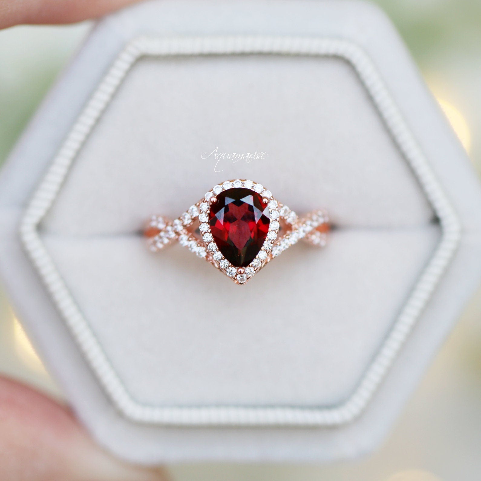 Flair Garnet Ring 14K Rose Gold Vermeil - Elegant Dainty Jewelry for Women, Perfect for Valentine's Day, Anniversary & Everyday Wear