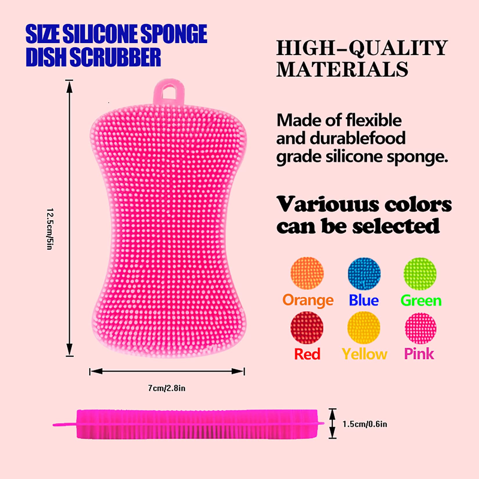 Non-Stick Silicone Dish Sponge Scrubber - 6 Pack Reusable Double-Sided Kitchen Cleaning Sponges for Washing Dishes, Fruits & Vegetables (Multicolor) - Perfect for Daily Kitchen Cleaning & Dishwashing Tasks