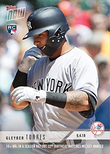 2018 Topps Now Baseball #288 Gleyber Torres Rookie Card - Limited Edition of 2,823 - 10+ HRs Before Age 22 Matches Mickey Mantle - Perfect for Baseball Card Collectors and Yankees Fans