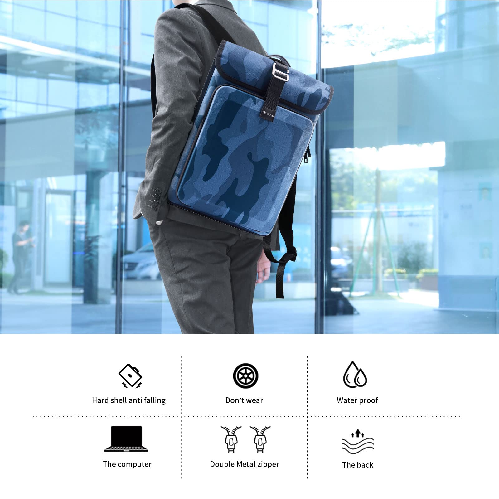 Smatree Professional 15.6 Inch Laptop Backpack for Business & Travel - Compatible with MacBook Pro 14-16 Inch, Surface Pro X/7/6, Acer Aspire 5, Nitro 5 Gaming Laptop & More - Durable Water-Resistant Blue Computer Bag for Commuting, Office & College Use