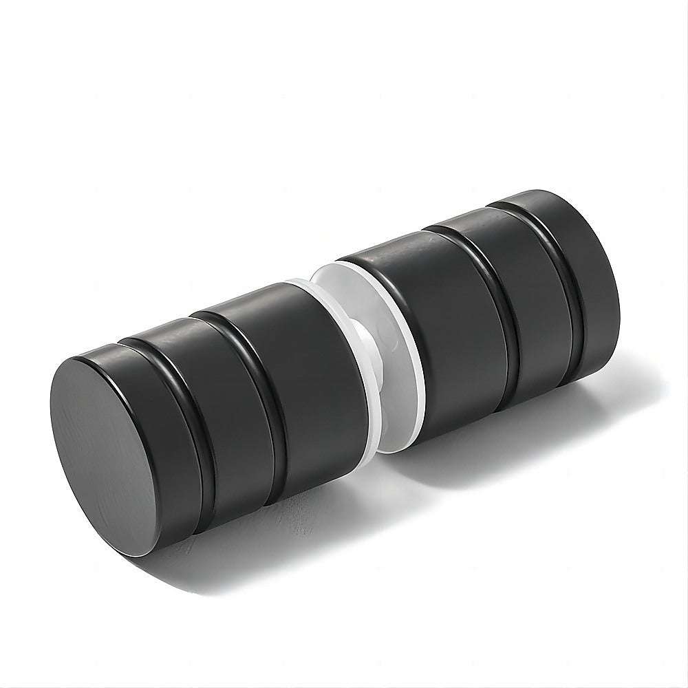 100x70cm Frameless Corner Shower Screen with Black Brackets & Brass Hinges - Round Knob Handle Design for Modern Bathroom - Perfect for Small Spaces, Walk-in Showers & Bathroom Renovations