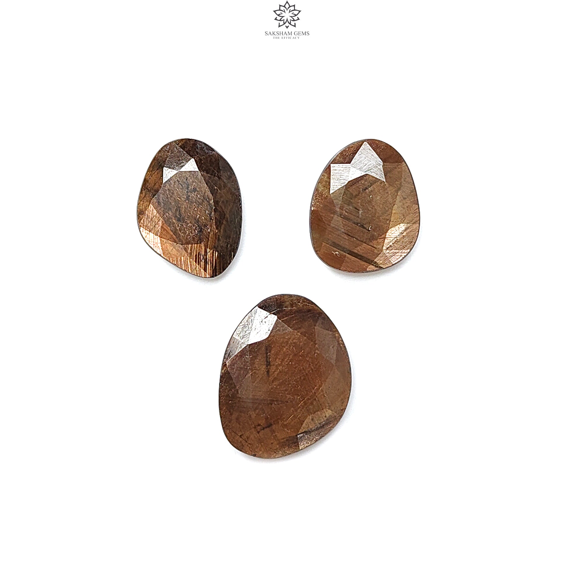 Natural Untreated Golden Brown Chocolate Sapphire Gemstone - Faceted Cut Fancy Shape (3pcs/5pcs Set) for Jewelry Making, Engagement Rings & Luxury Gift Giving