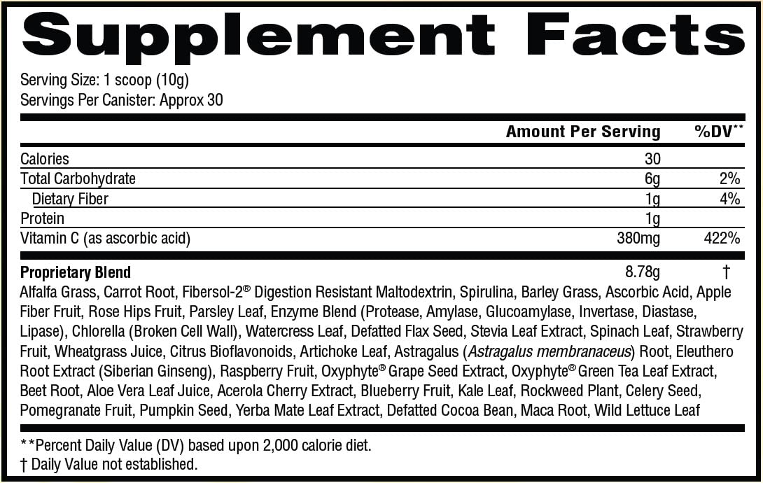 IVL - All Day Energy Greens Powder Superfood Supplement - Organic Super Greens Blend for Optimal Nutrition, Energy & Digestion - Green Juice Boost for Smoothies, Shakes & Healthy Lifestyle