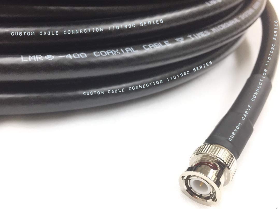 150ft BNC Male to BNC Male LMR400 Low Loss 50 Ohm Coaxial Cable - High Performance Antenna Wire for Ham Radio, CB Radio, WiFi, WLAN & RF Applications - Perfect for Long-Distance Signal Transmission & Outdoor Antenna Setup