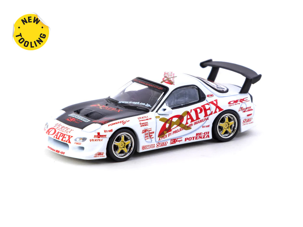 Tarmac Works 1:64 Scale Mazda RX-7 FD3S Vertex A'PEX D1 Project Diecast Model Car - Collectible Toy for Display, Racing Enthusiasts & Japanese Car Fans