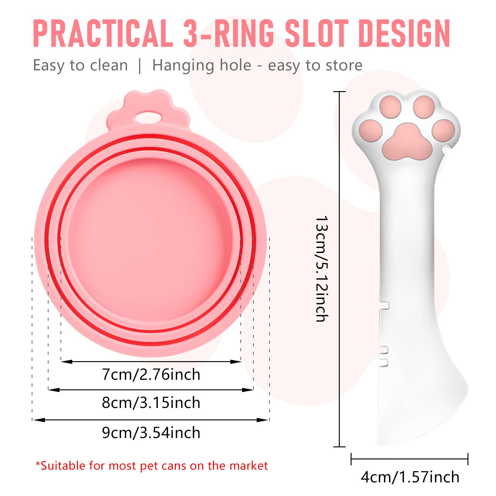 KUIING 3PCS Silicone Stretch Pet Food Can Covers with Mixing Spoon - Airtight Lids for Cat & Dog Food Jars (Pink & Blue) - Perfect for Fresh Food Storage & Mess-Free Feeding