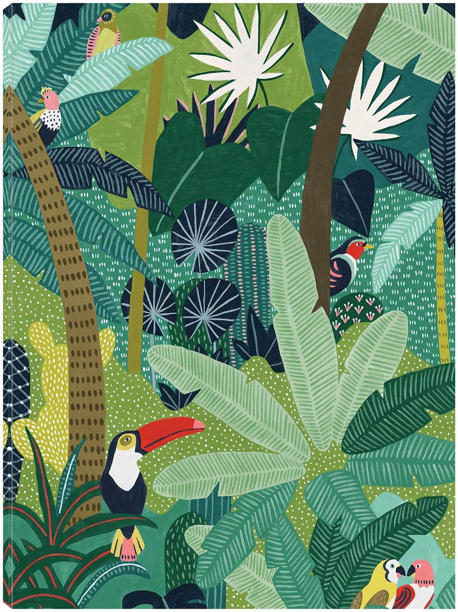 Tropical Birds Fine Art Canvas Wall Decor by Kristine Hegre - 42x56 Inch Ready to Hang Painting for Living Room, Bedroom, Office - Stunning Home Decor for Coastal, Boho & Modern Interiors