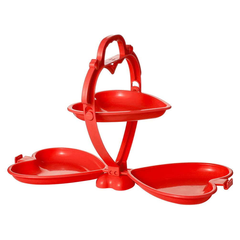 VALICLUD 2-Tier Heart-Shaped Folding Fruit Tray - Red Serving Plate for Snacks, Candy, Cookies & Nuts - Perfect for Parties, Home Decor & Kitchen Organization