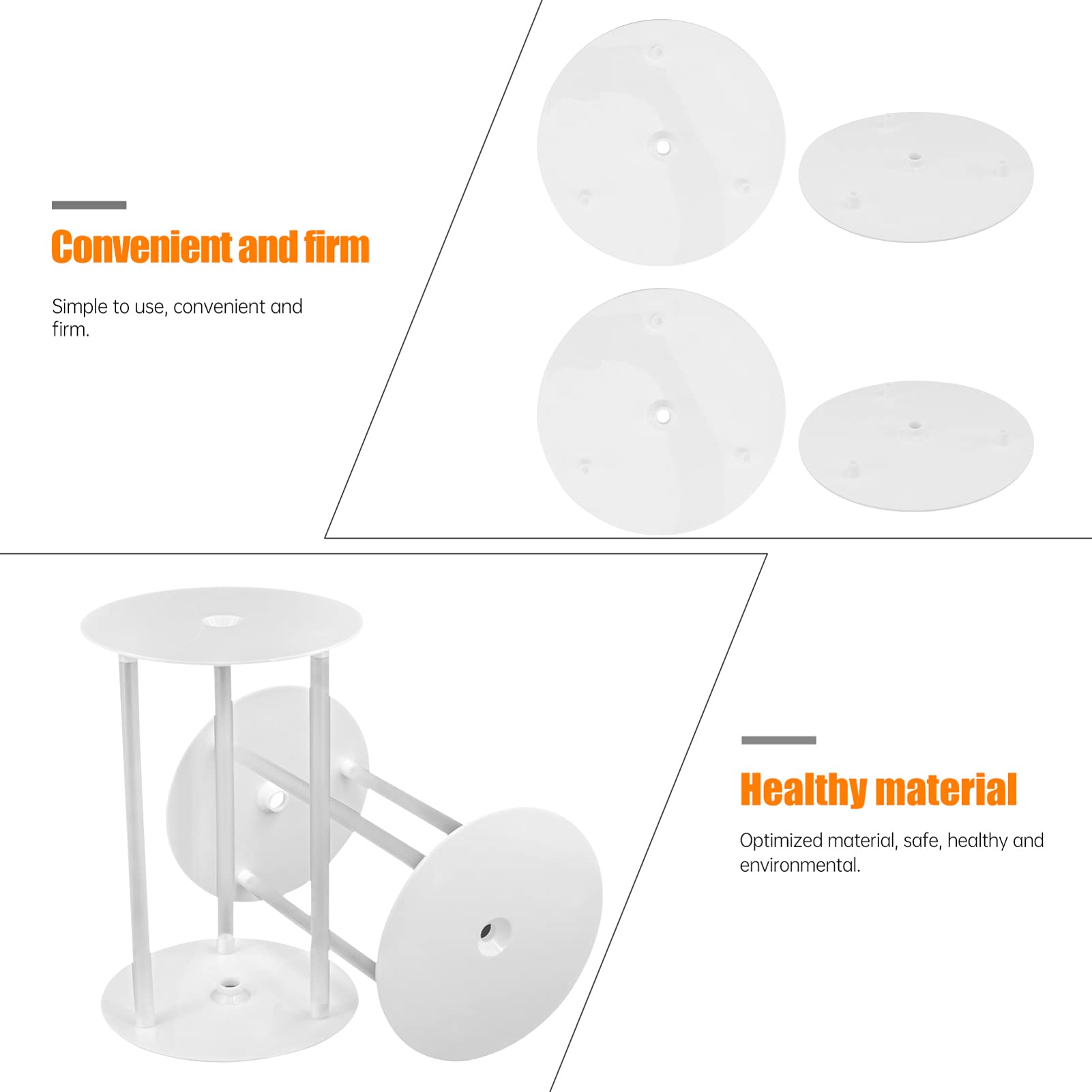 DOITOOL 4-Pack Cake Stand Support Structure - Stackable Cake Dowels, Separators & Gaskets for Multi-Layer Cake Display - White Round Cake Bracket for Wedding, Birthday & Party Dessert Displays