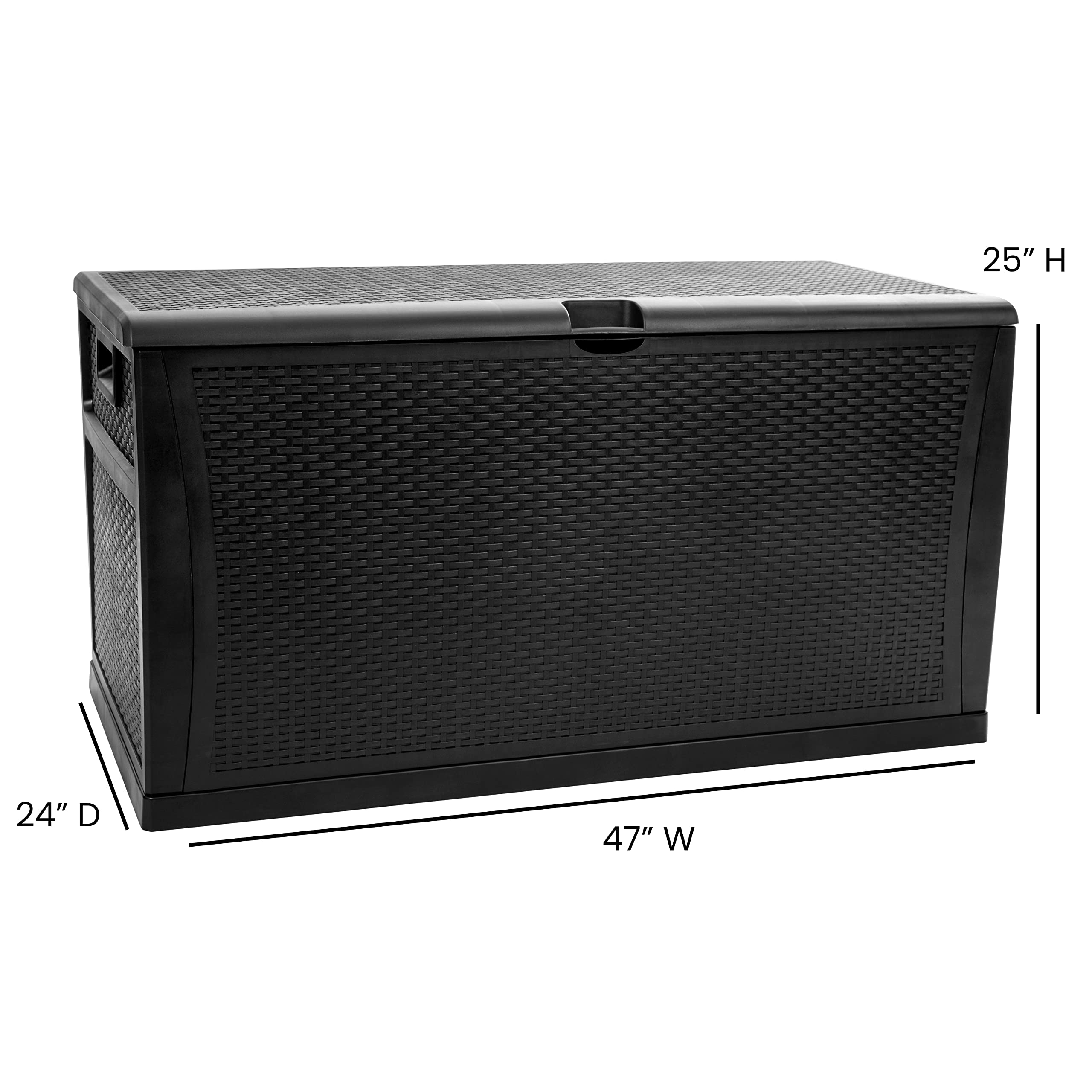 EMMA + OLIVER 120 Gallon Black Plastic Deck Box - Outdoor Patio Storage Solution for Cushions, Pool Toys & Garden Tools | Weather-Resistant Deck Organization for Backyard, Poolside & Patio