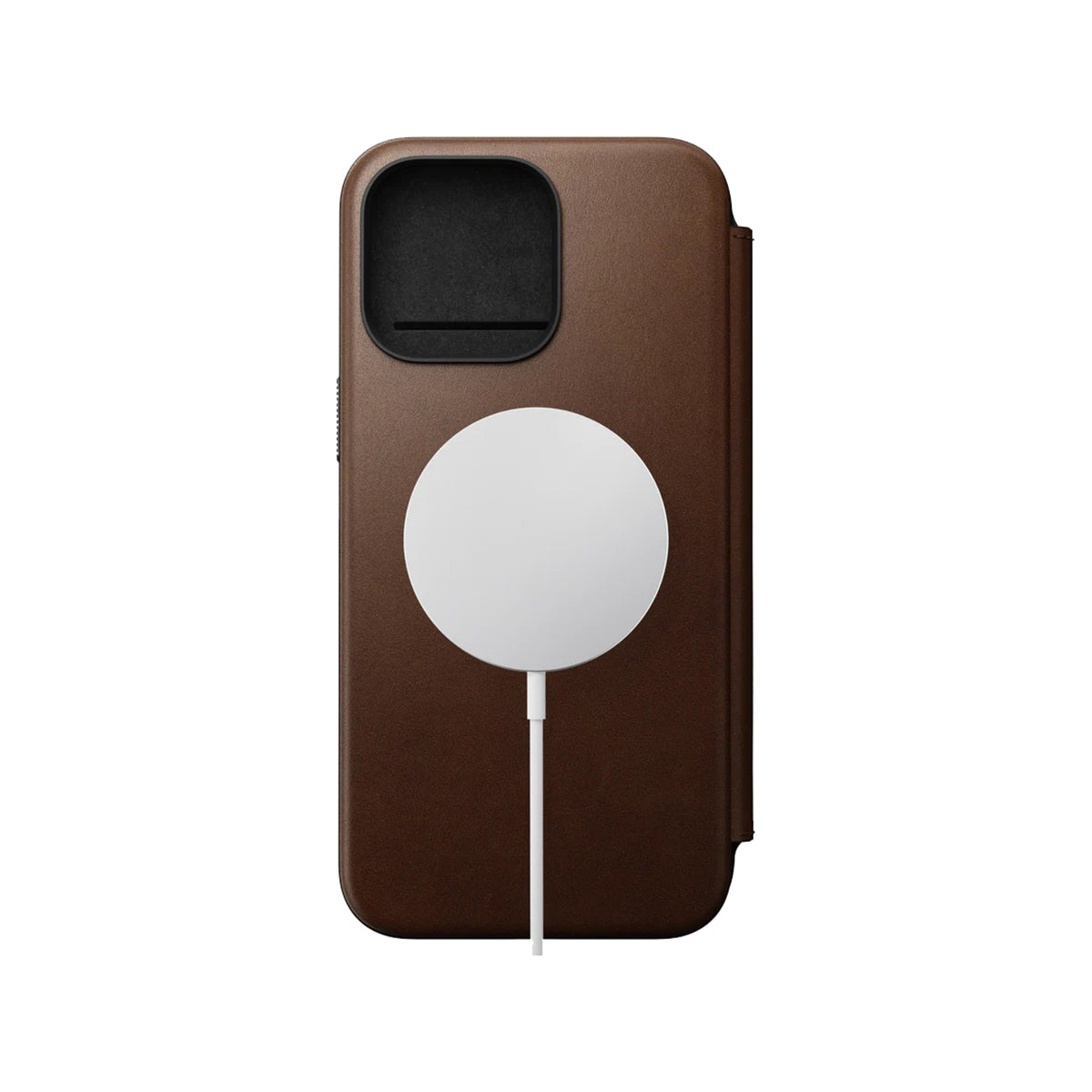 Premium Genuine Leather Folio Case for iPhone 15 Pro Max - Luxurious Brown NMD Design | Slim Protective Wallet Cover with Card Slots | Perfect for Business Professionals & Daily Commuters