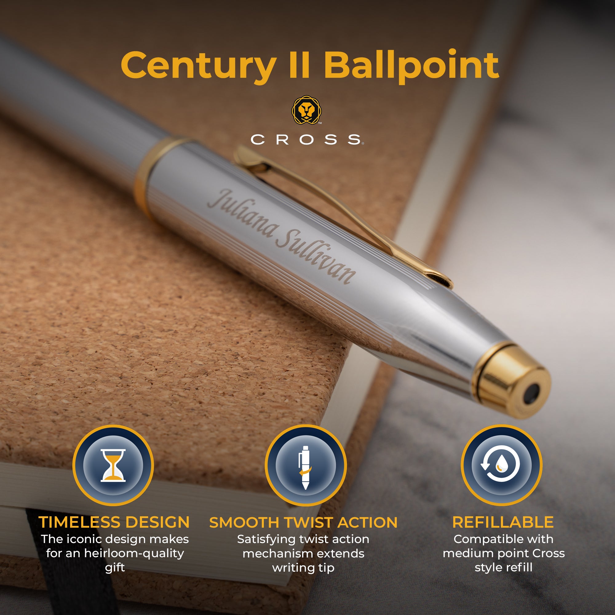 Cross Century II Medalist Ballpoint Pen - Premium Writing Instrument for Professionals & Gifts - Ideal for Office, Business Meetings & Special Occasions