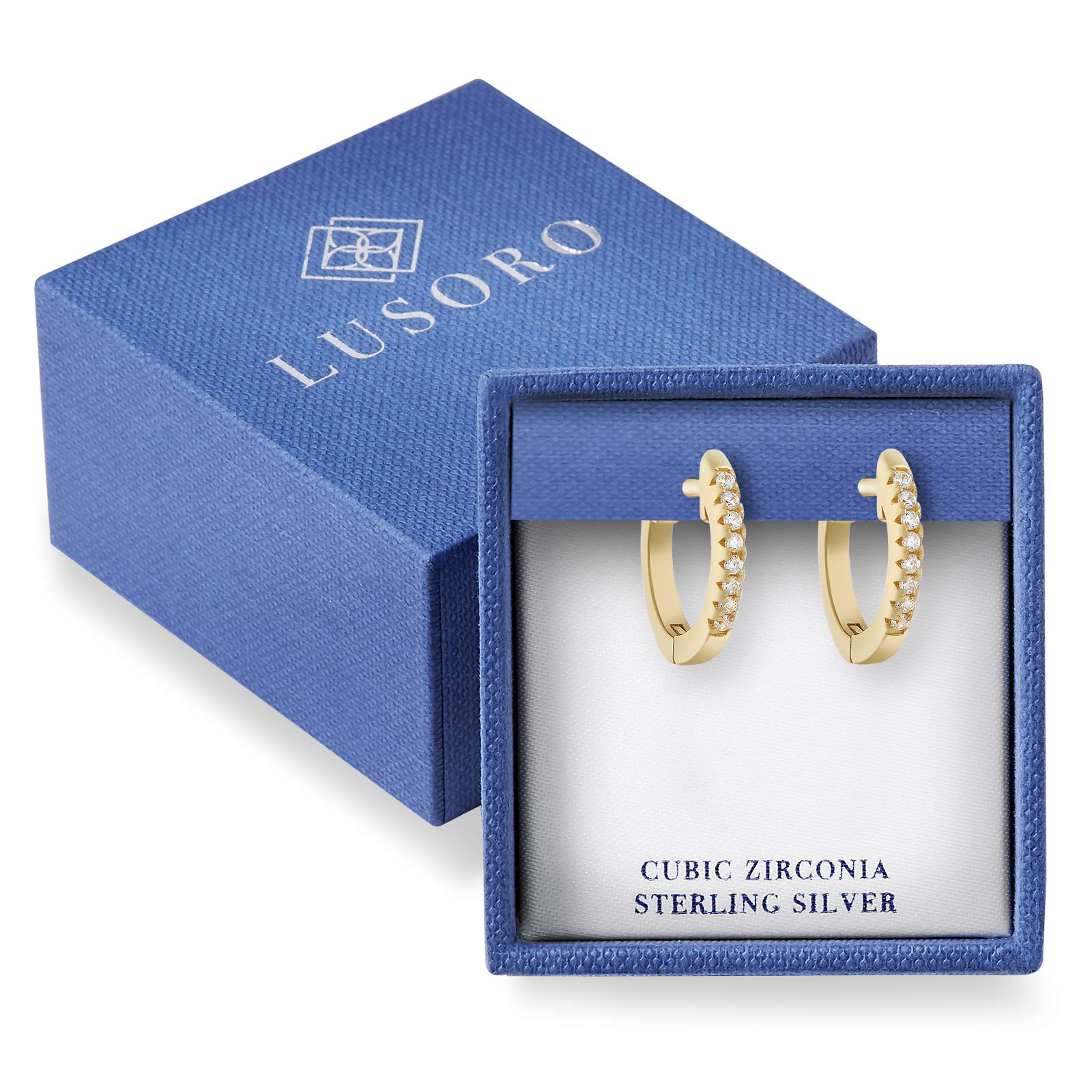 Lusoro 925 Sterling Silver Single Row AAA Cubic Zirconia Pave Huggie Hoop Earrings for Women - Elegant Everyday Jewelry for Work, Date Night & Special Occasions