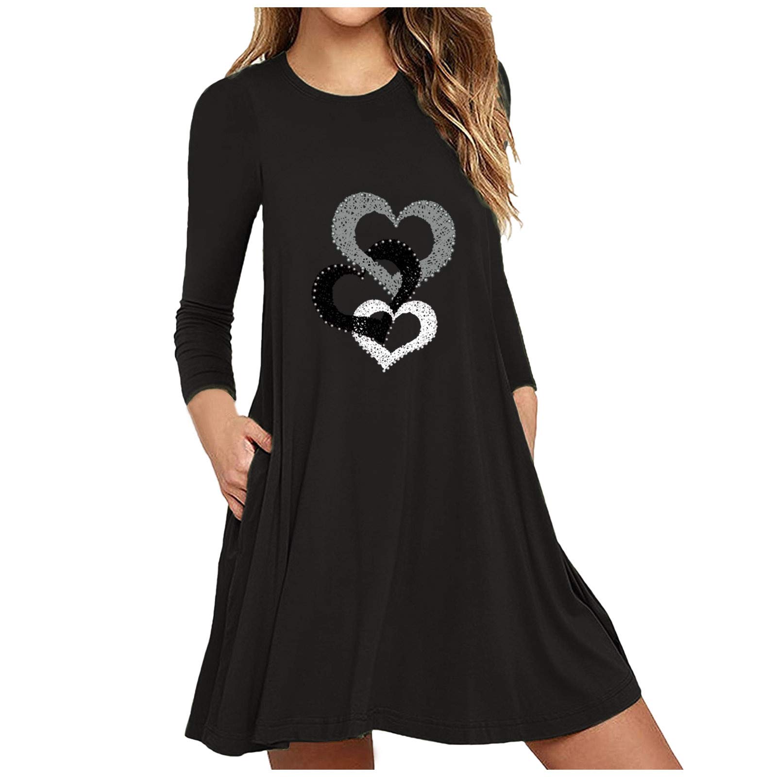 Women's Summer & Spring Casual Dresses 2022 - Floral Printed Long Sleeve Loose Dress with Pockets | Perfect for Outdoor Activities, Beach Vacations & Everyday Wear