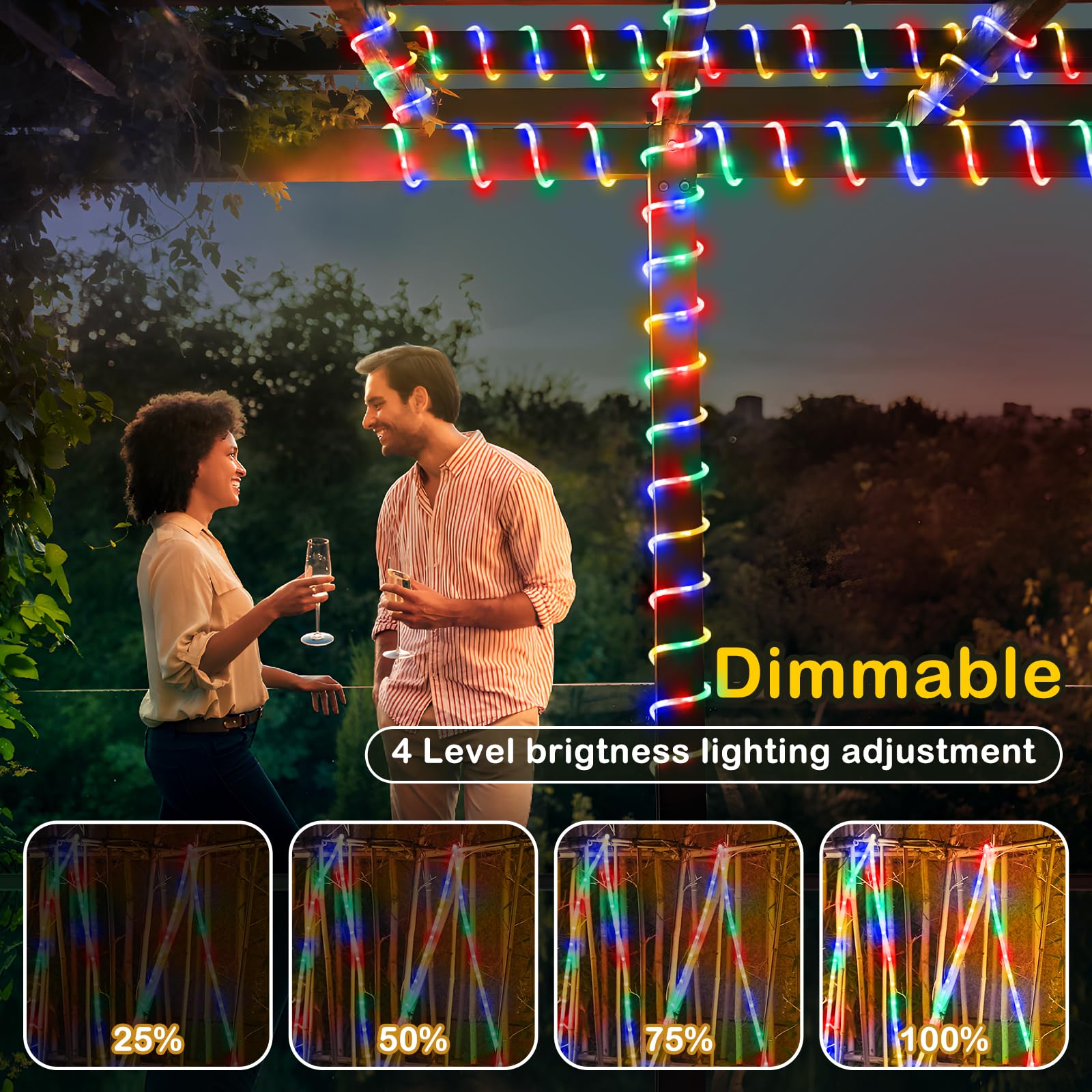 2 Pack LED Rope Lights Waterproof - 197FT 600 LED Flexible Tube Lights with 8 Modes & Remote Control - Outdoor String Lights for Garden, Patio, Bedroom, Party - Indoor/Outdoor Decoration Lighting