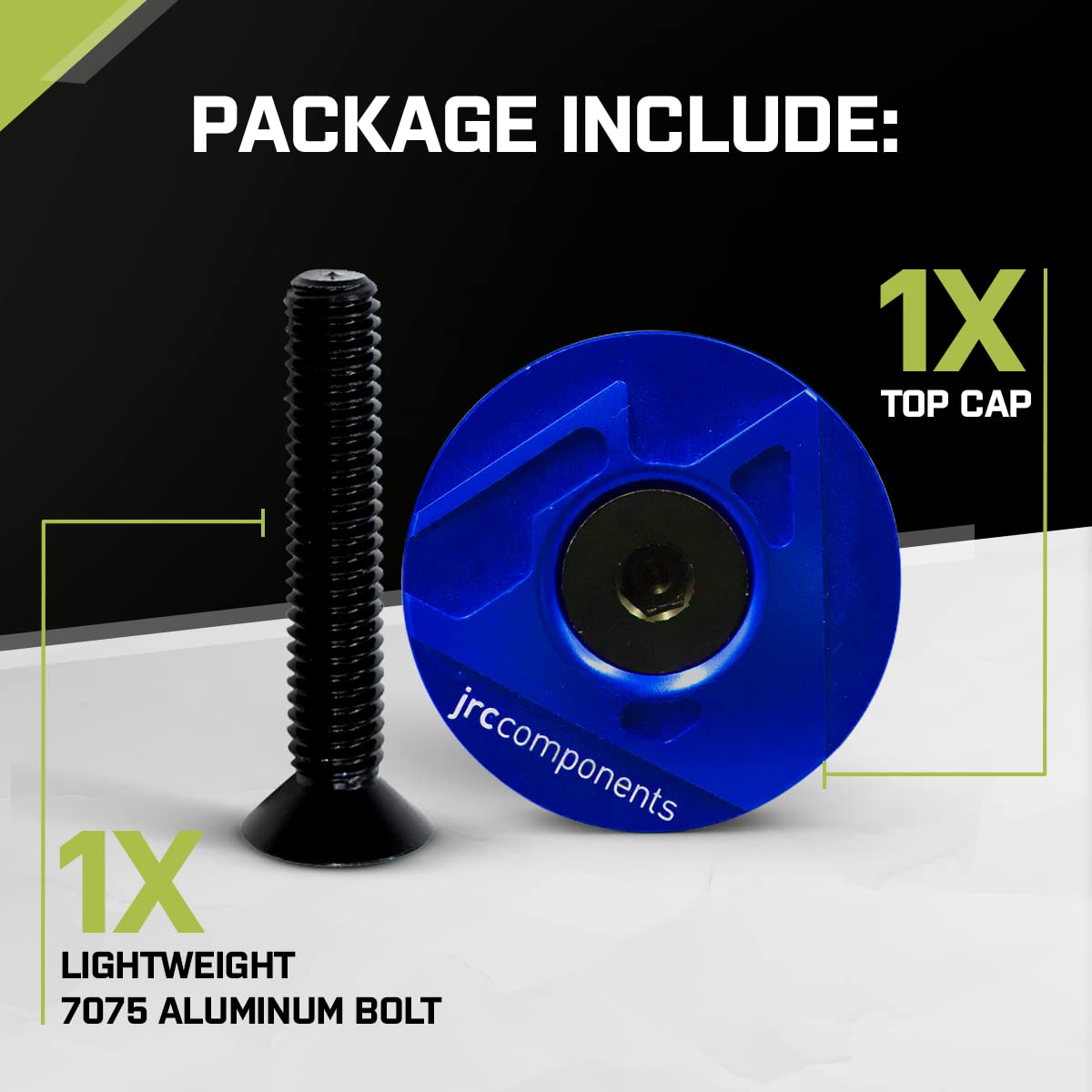 JRC Components Lightweight 6061-T6 Aluminum Headset Stem Top Cap & Bolt - Compatible with 1-1/8