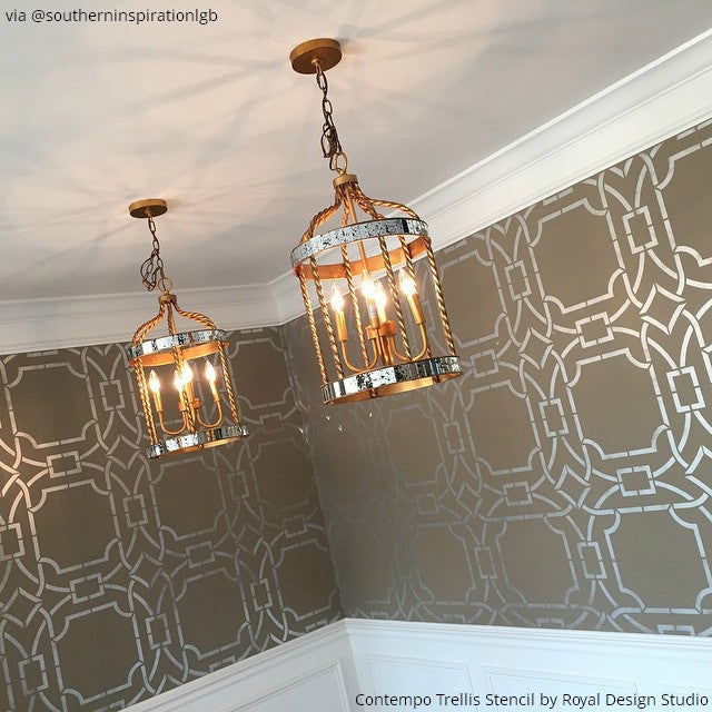 Contempo Trellis Wall Stencil - Reusable DIY Home Decor Painting Template for Walls, Furniture & Crafts | Perfect for Bedroom, Nursery, Living Room & Office Accent Walls