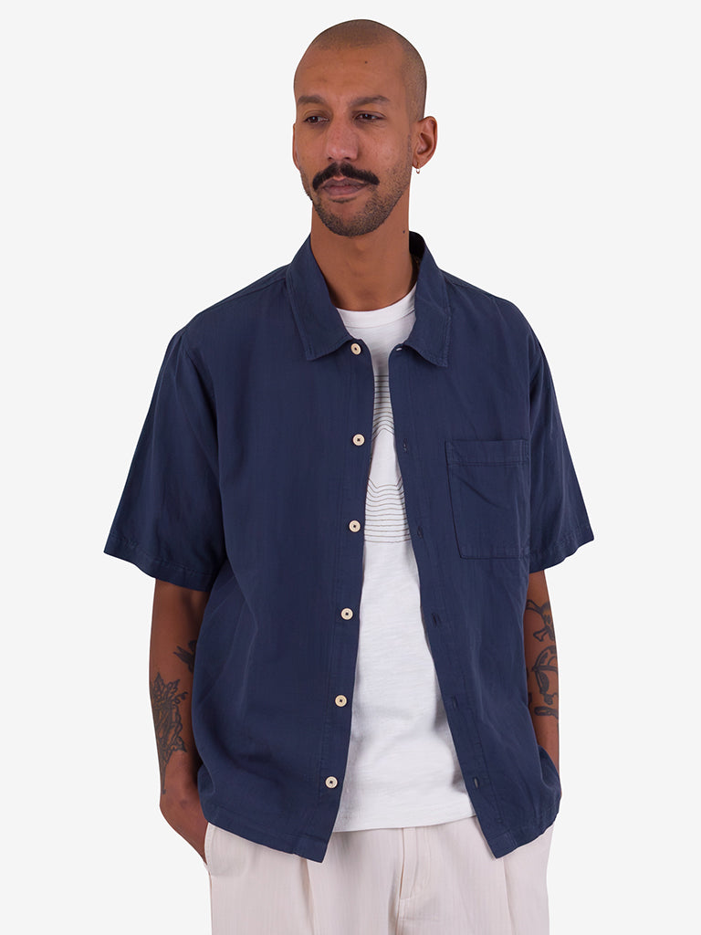 Folk Gabe Shirt in Navy Blue - Stylish Casual Button-Down Shirt for Men - Perfect for Everyday Wear, Office & Outdoor Activities