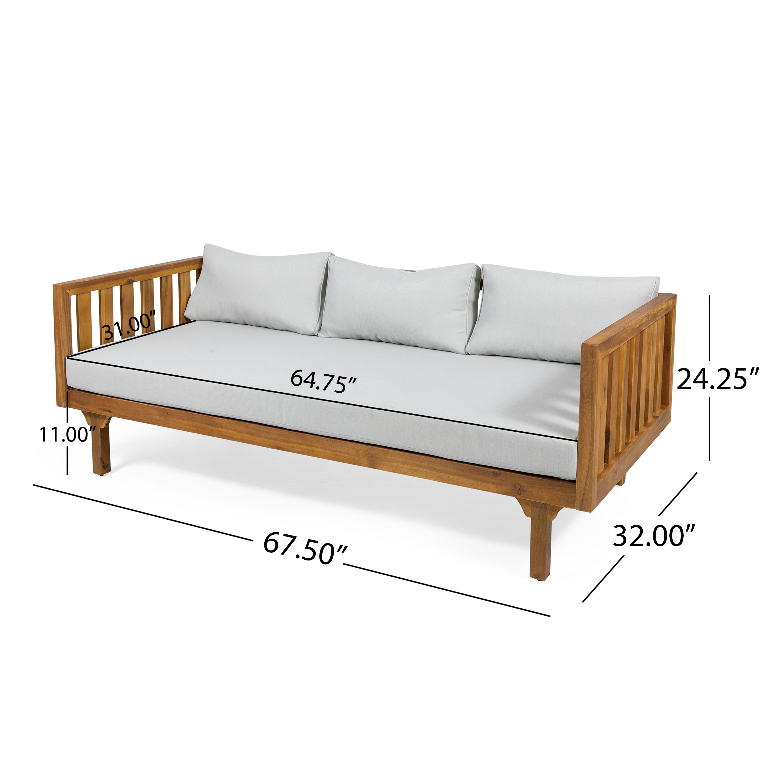 CLAREMONT 3-Seater Daybed - Modern Sofa Bed for Living Room, Guest Room & Patio - Comfortable Convertible Lounge Furniture for Small Spaces
