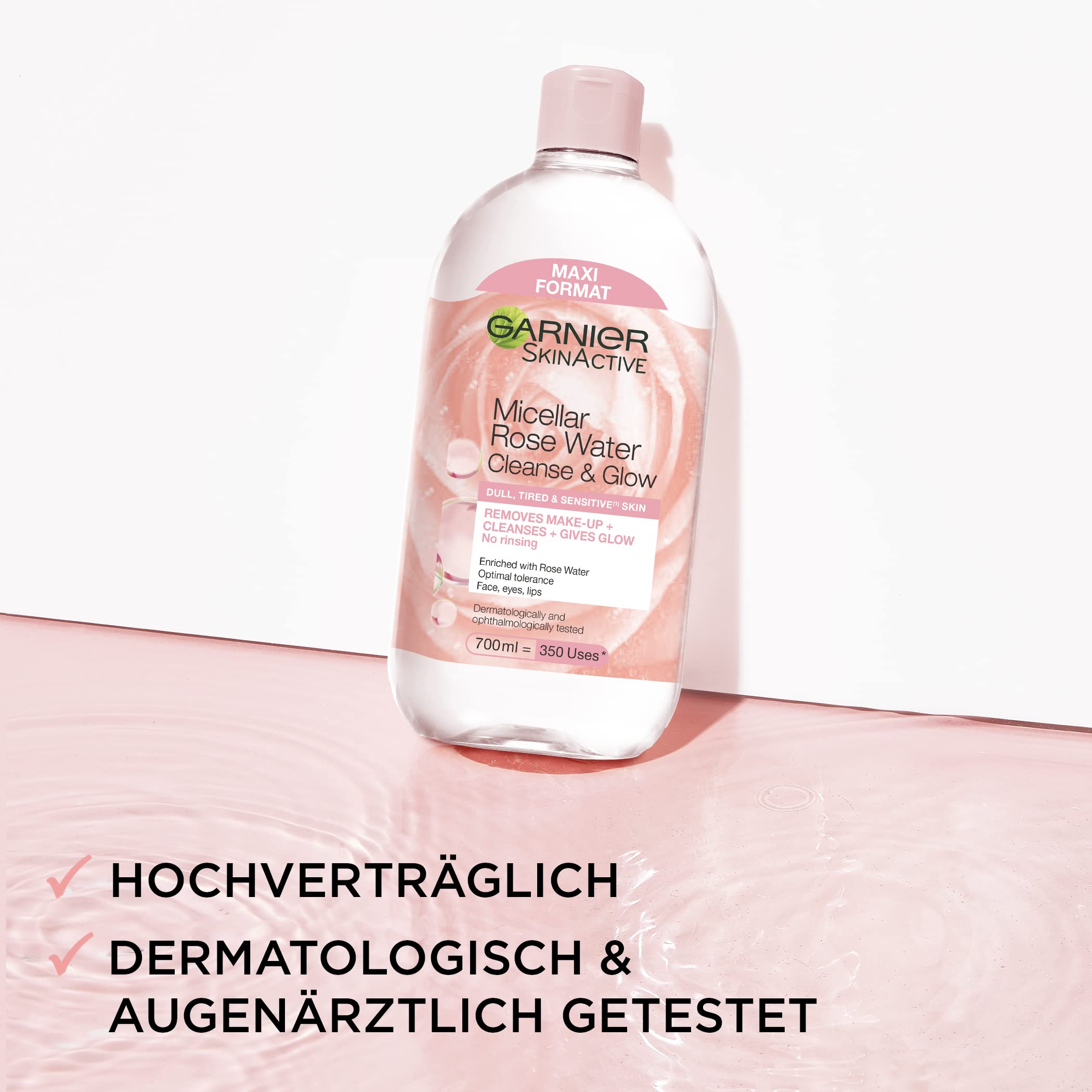 Garnier Micellar Rose Water 700ml - Hydrating & Soothing Facial Cleanser for Dull & Sensitive Skin | Makeup Remover & Daily Skincare Routine