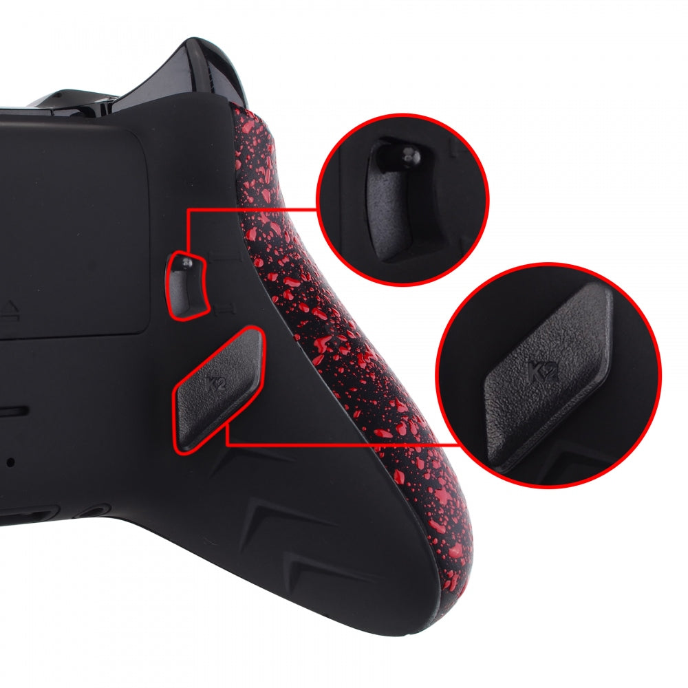 eXtremeRate Textured Red Lofty Remappable Back Buttons & Trigger Stop Kit for Xbox One S/X Controller - Includes Redesigned Shell, Side Rails & Trigger Lock - Perfect for Competitive Gaming & FPS Enthusiasts
