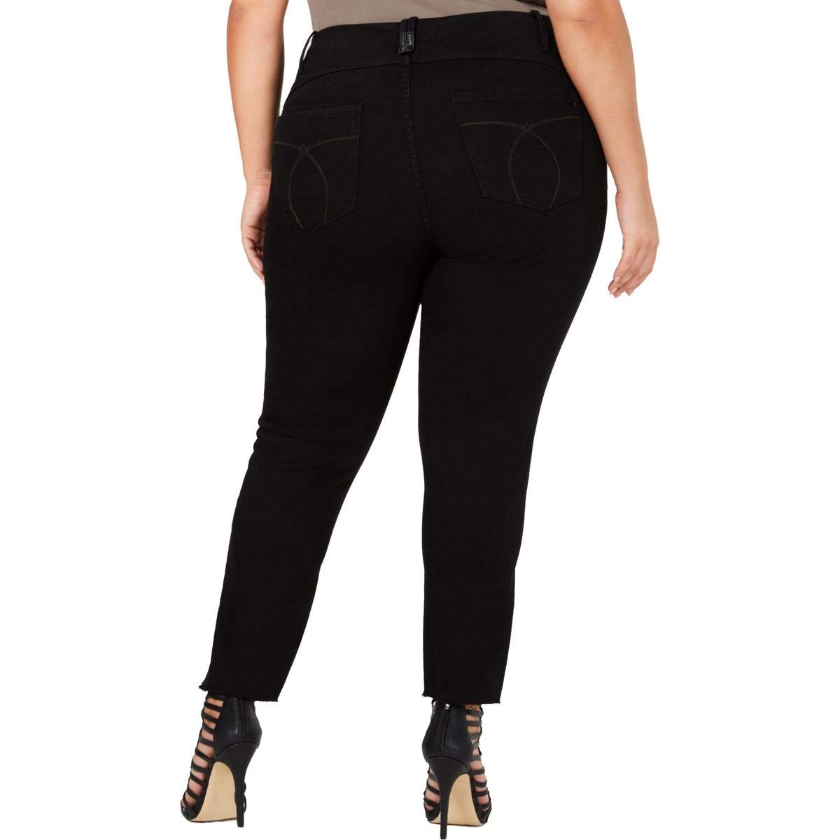 YSJ Women's Distressed Black Denim Ankle Jeans Size 20W - Stylish Ripped Skinny Jeans for Casual Outfits & Night Out