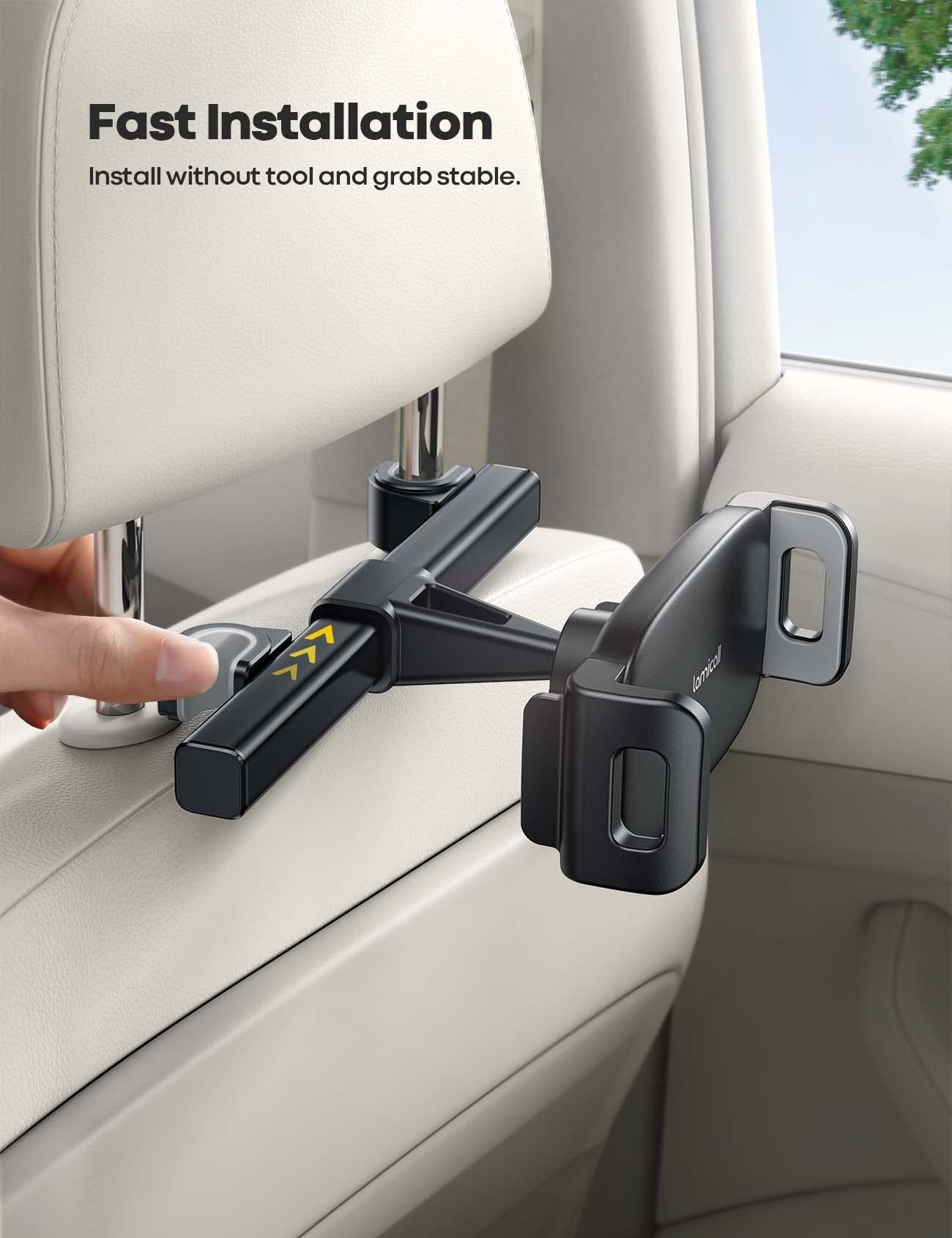 Lamicall Universal Car Tablet Mount - Adjustable Headrest Tablet Holder for iPad Pro/Air/Mini, Galaxy Tab, Fire HD, 4.7-13