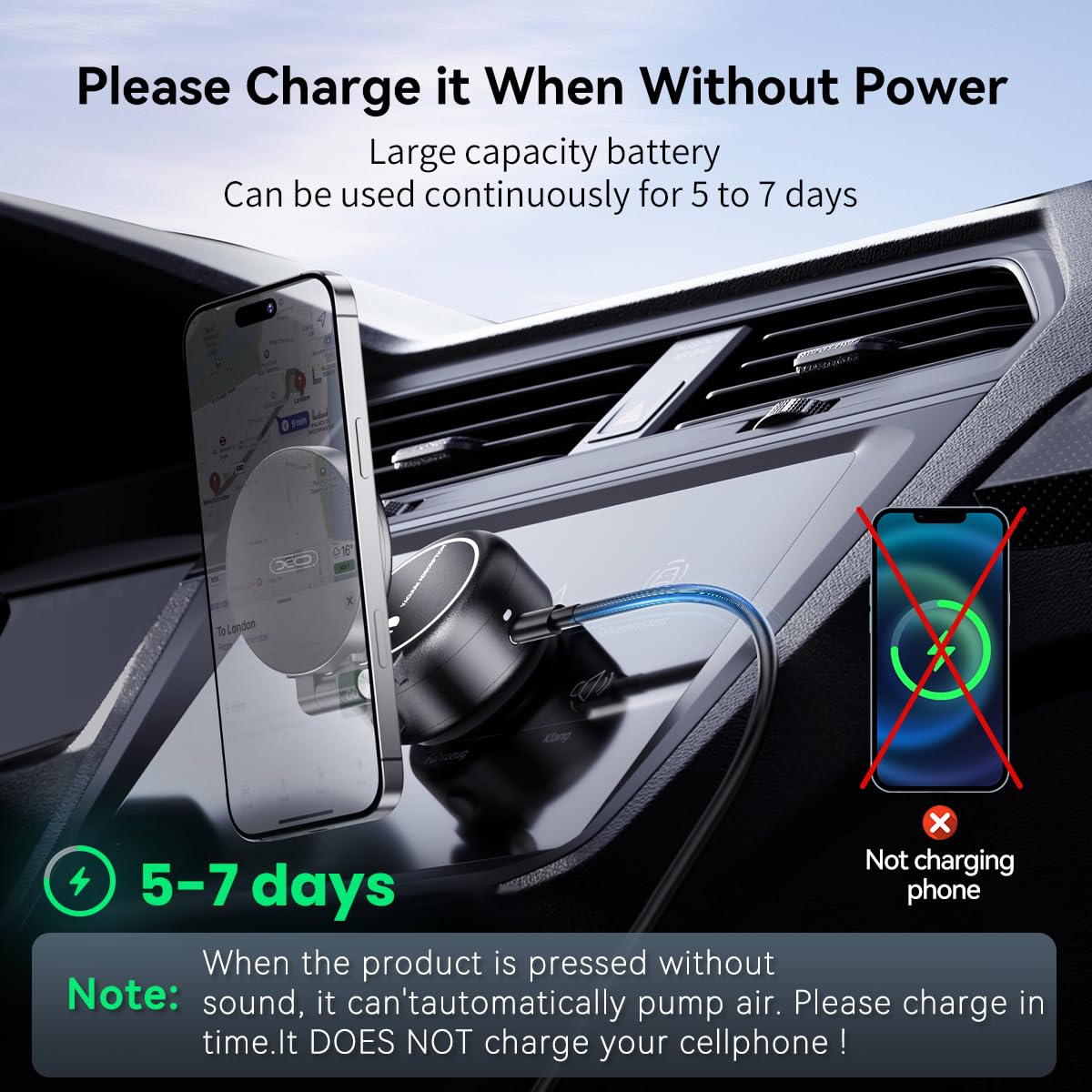 Strong Magnetic Car Phone Holder for iPhone 16/15/14/13/12 - Adjustable & Foldable Vacuum Suction Mount - Universal for Car, Shower, Mirror & Smooth Surfaces (Non-Charging) - Perfect for Driving, Bathroom Use & Home Organization