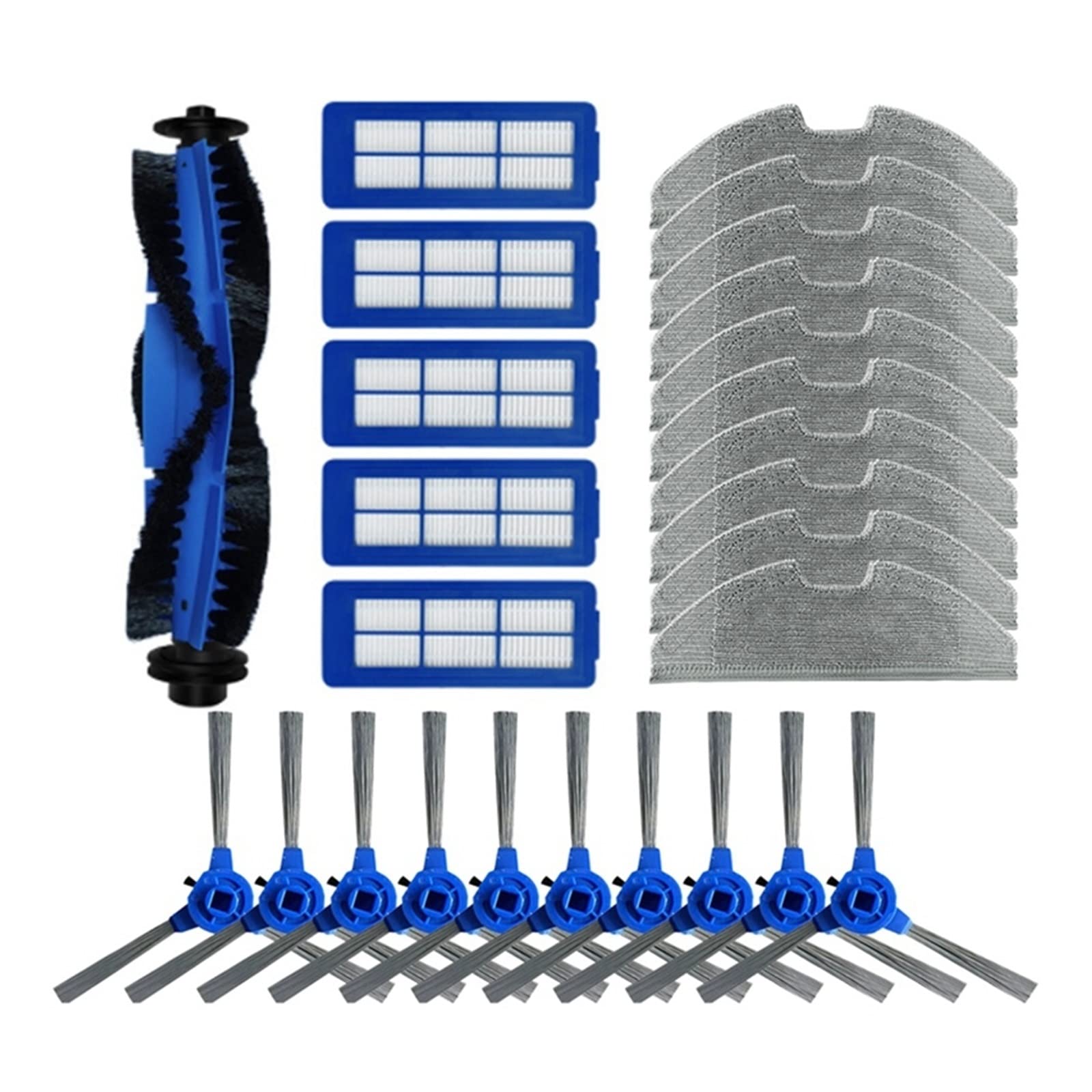 REIOO Replacement Parts Kit for Eufy Robovac G10 & G30 - HEPA Filter, Mop Pads, Main & Side Brushes - Compatible with Robotic Vacuum Cleaners - Home & Kitchen Accessories (Blue) - Perfect for Deep Cleaning & Maintenance