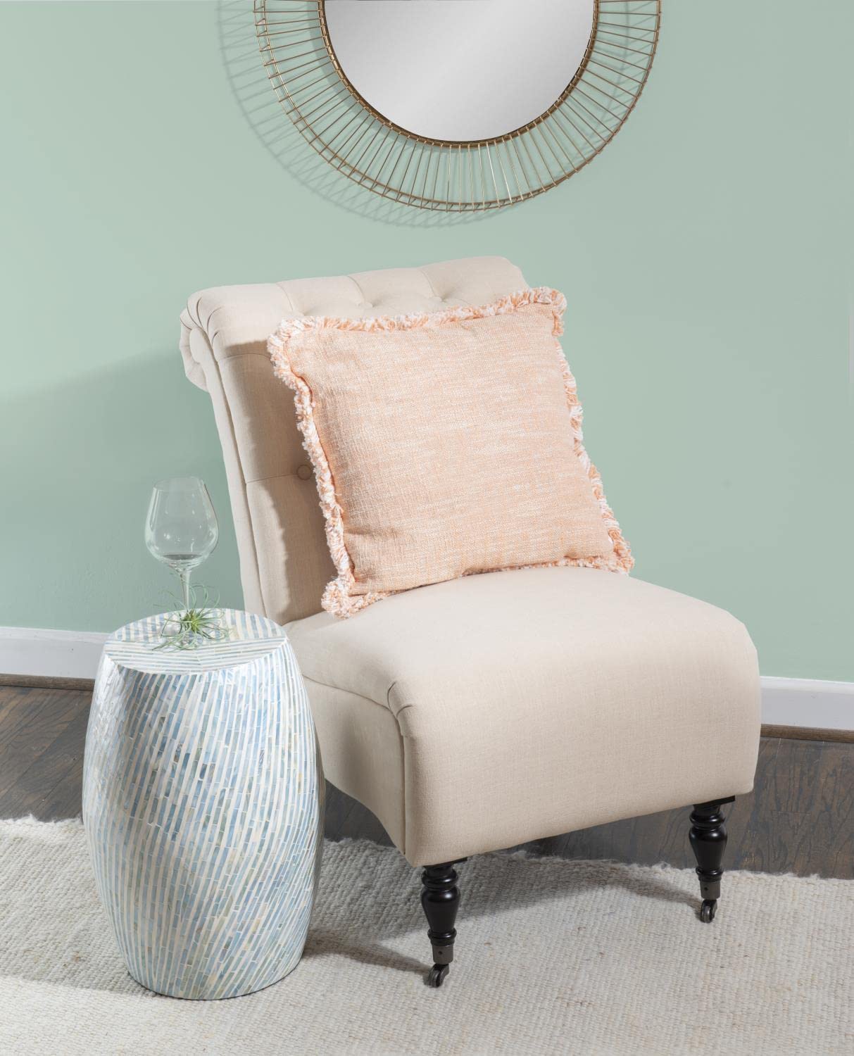 Linon Prianna Drum Side Table - Light Blue End Table for Living Room, Bedroom, or Office - Perfect for Small Spaces & Home Decor