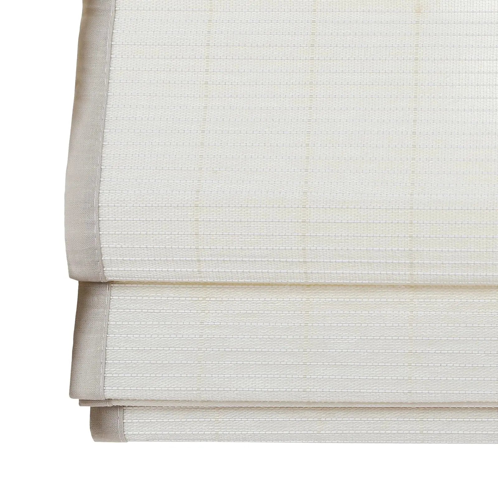Natural Flax Bamboo Woven Window Shade - Eggshell White | Eco-Friendly Light Filtering Roman Shades for Living Room & Bedroom