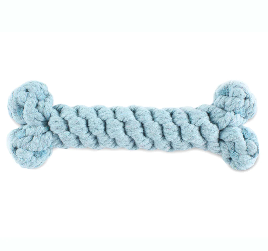 Durable Blue Bone Rope Dog Toy for Aggressive Chewers - Interactive Fetch & Tug-of-War Play for Medium & Large Dogs - Outdoor & Indoor Pet Training Toy