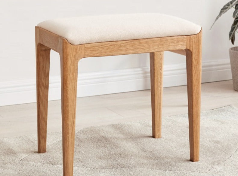 Premium Solid Wood Makeup Stool - Handcrafted Oak, Ash & Black Walnut Vanity Seat | Perfect for Dressing Tables, Bedroom Vanity & Salon Styling Stations