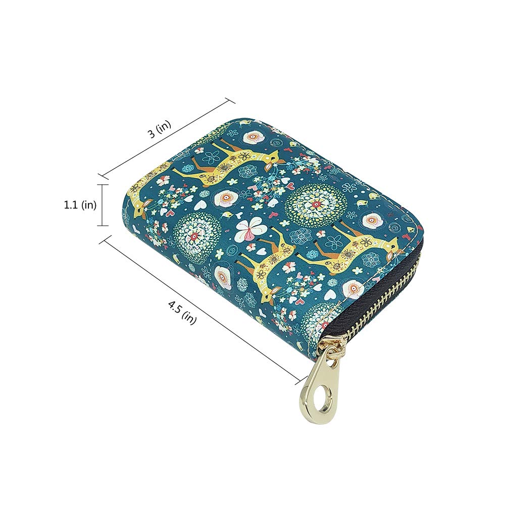 MOYYO RFID Blocking Leather Credit Card Holder with Zipper - Stylish Printed Wallet for Women & Girls | Perfect for Travel, Shopping, and Everyday Use