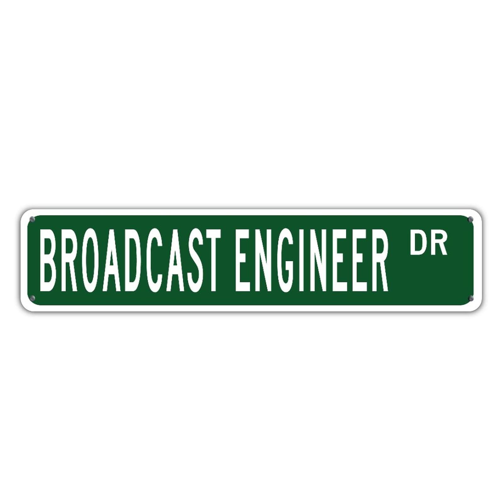 Vintage Solid Green Broadcast Engineer Career Office Sign - Personalized Metal Wall Decor for Indoor & Outdoor Use - Rust-Free, Durable 4x18in Rectangle Sign - Perfect for Workshop, Office, Studio, or Man Cave Decor