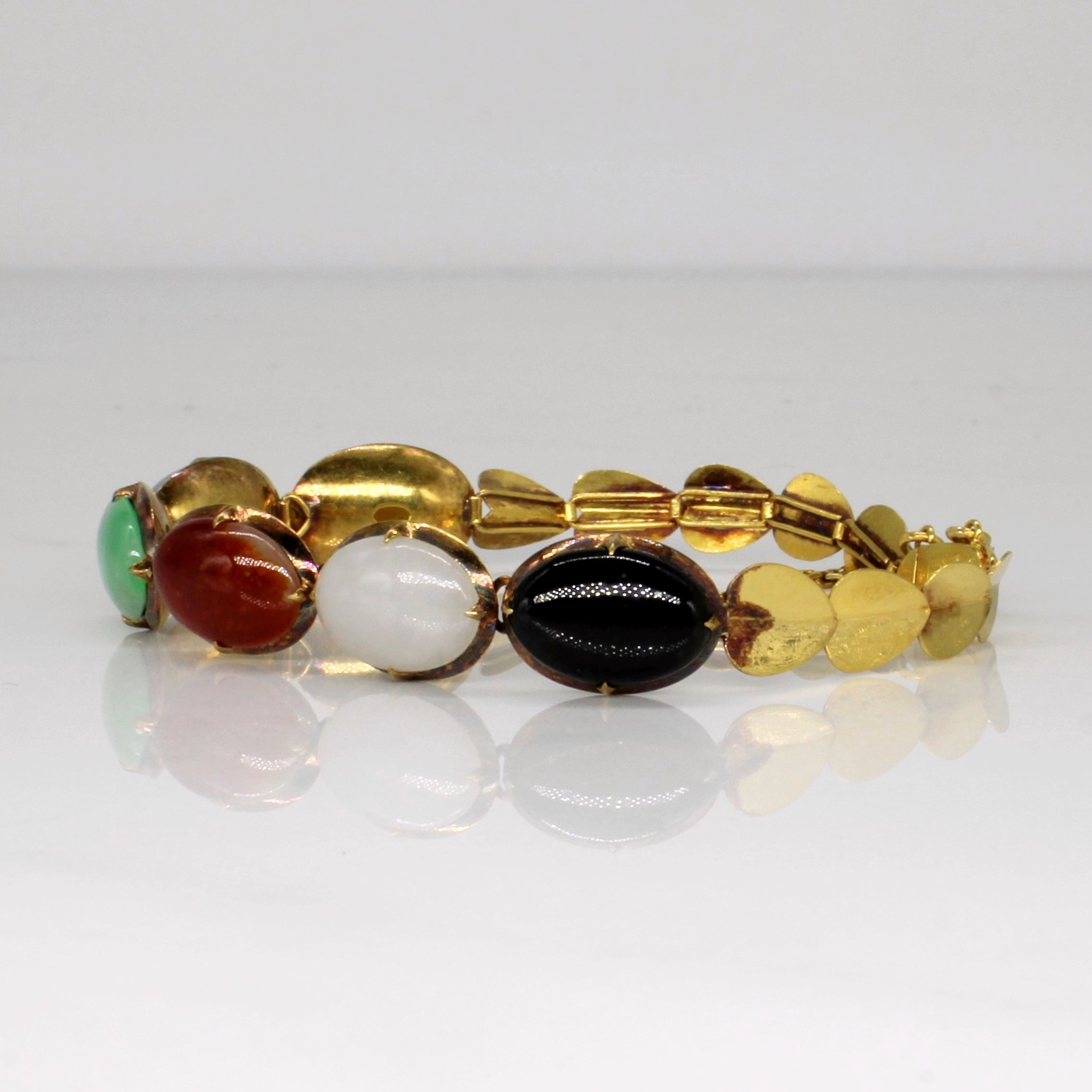 Multi-Color Jade Cabochon Bracelet | 12.00ctw Natural Stone | 6mm Beads | Elegant Handmade Jewelry for Women | Perfect for Weddings, Parties & Everyday Wear