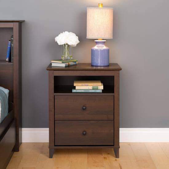 Yaletown 2-Drawer Tall Nightstand - Modern Bedside Table with Storage | Multiple Finish Options | Perfect for Small Bedrooms & Studio Apartments