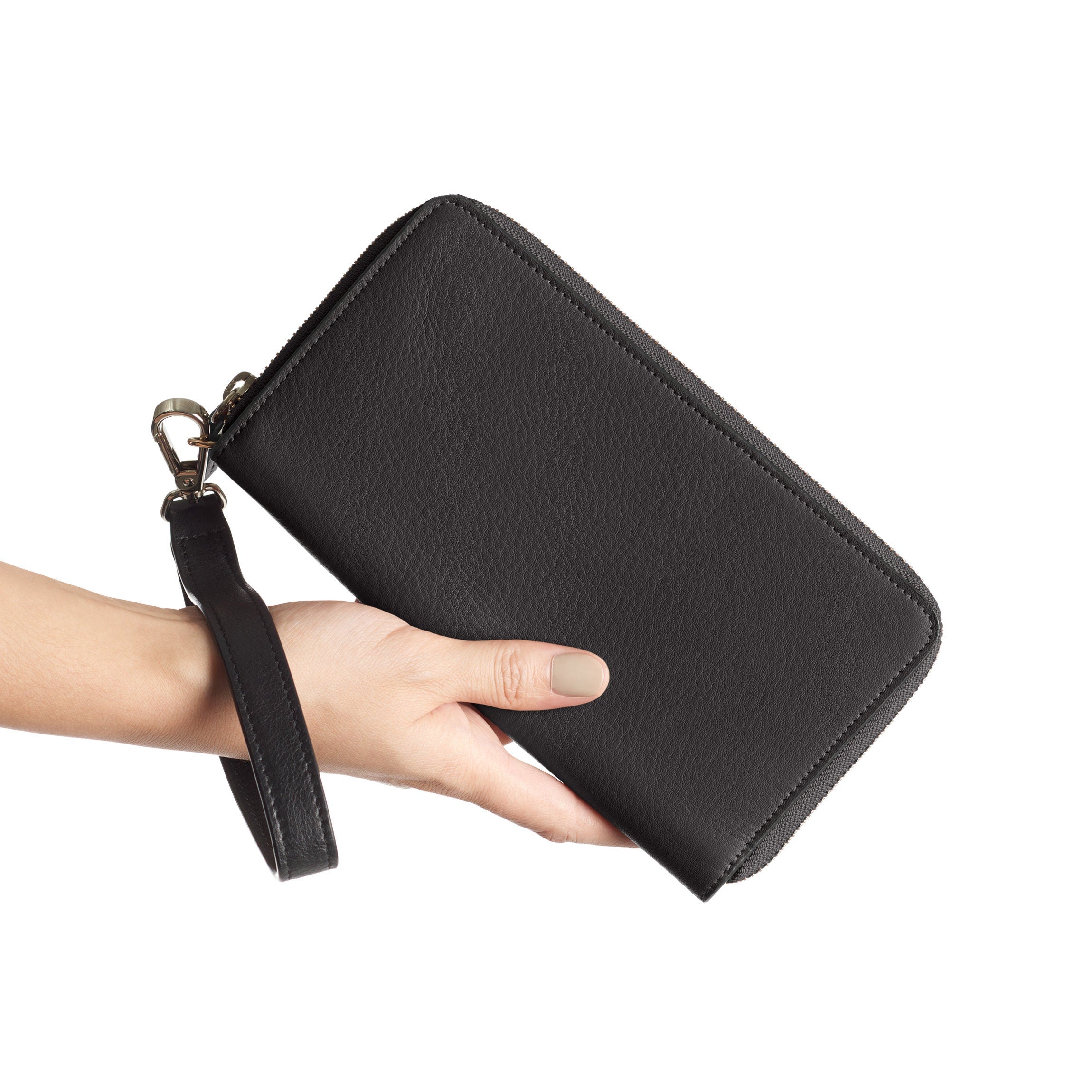 Windsor Flat Zip Wallet Black Onyx - Slim RFID Blocking Leather Wallet for Men & Women | Perfect for Travel, Business & Everyday Use