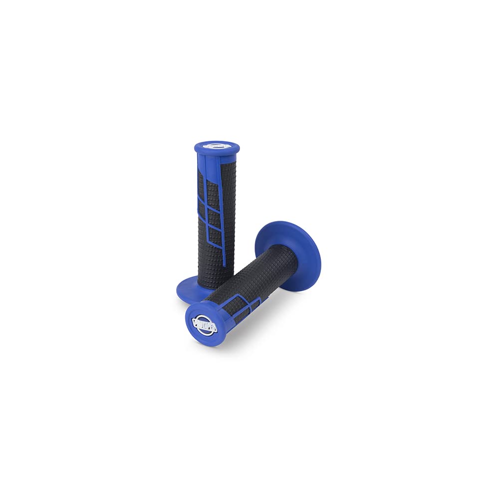 Premium Clamp On Grips for Bikes - 1/2 Waffle Pattern, Non-Slip Cycling Handlebar Grips (Blue/Black) - Perfect for Mountain Bikes, Road Bikes & BMX