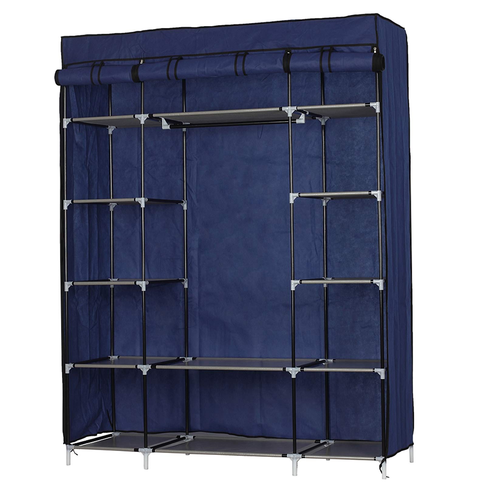BNSPLY 67 Inch Portable Closet - Non-Woven Fabric Wardrobe Storage Organizer with Hanging Rod, 52 x 18 x 67 Inches, Grey - Perfect for Bedroom, Closet, Dorm, Apartment & Small Space Organization