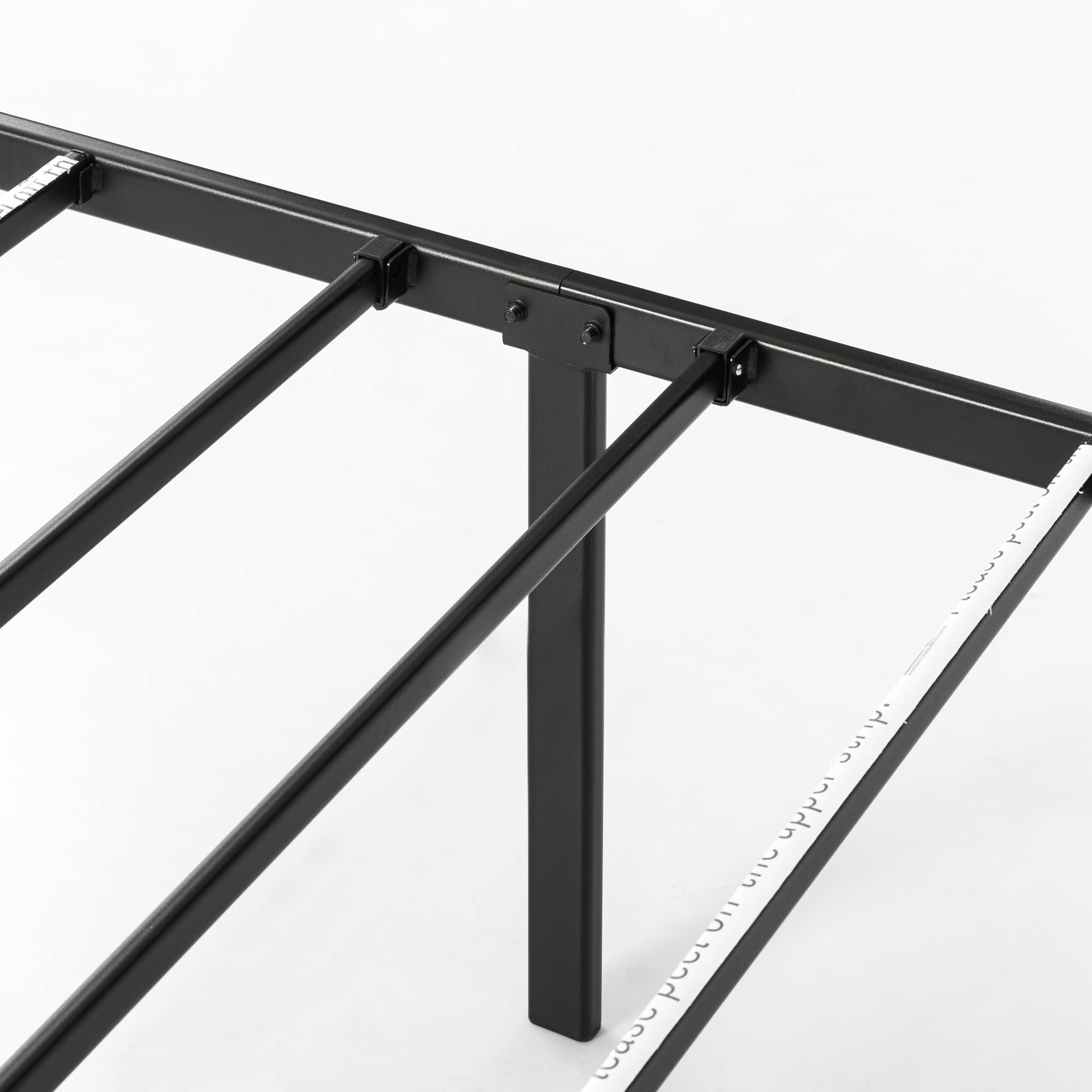 14 Inch Heavy Duty Metal Platform Bed Frame with Steel Slats - Queen Size, Black - No Box Spring Needed - Sturdy Mattress Foundation for Bedroom, Guest Room & Dorm