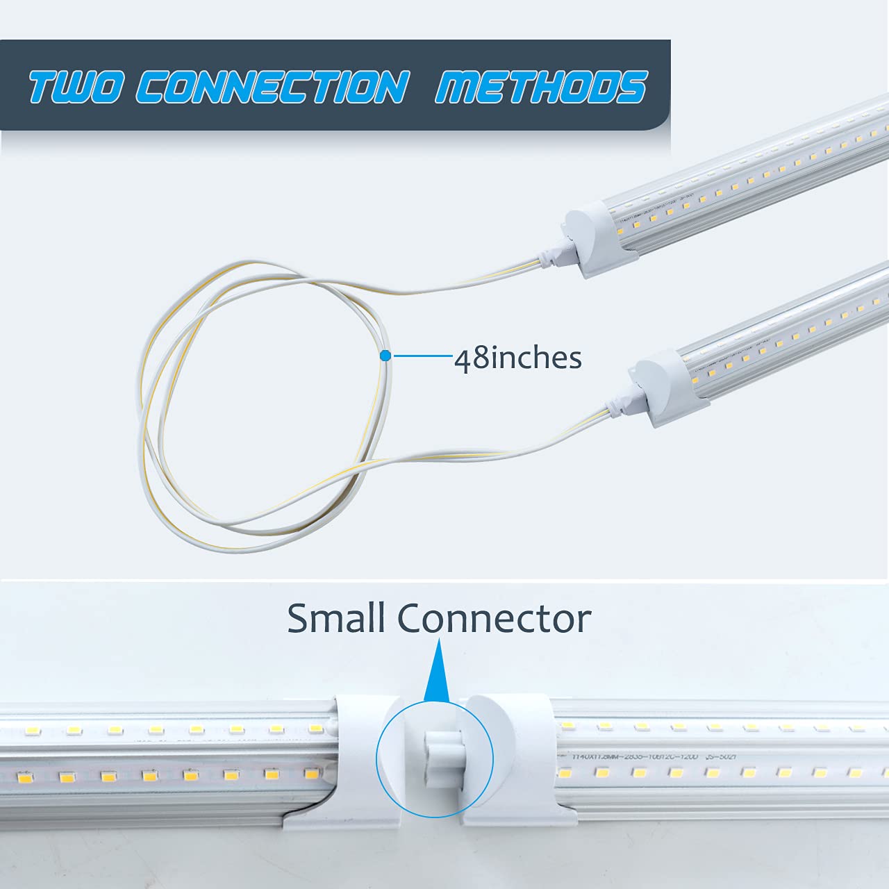 6 Pack T8 LED 5FT 48W Integrated V-Shaped Linkable LED Tube Lights - 6000K Daylight White for Coolers, Freezers, Garages & Commercial Spaces - Energy Efficient Shop Lighting with On/Off Switch & Clear Cover (Ideal for Supermarkets, Grocery Stores & Warehouse Lighting)