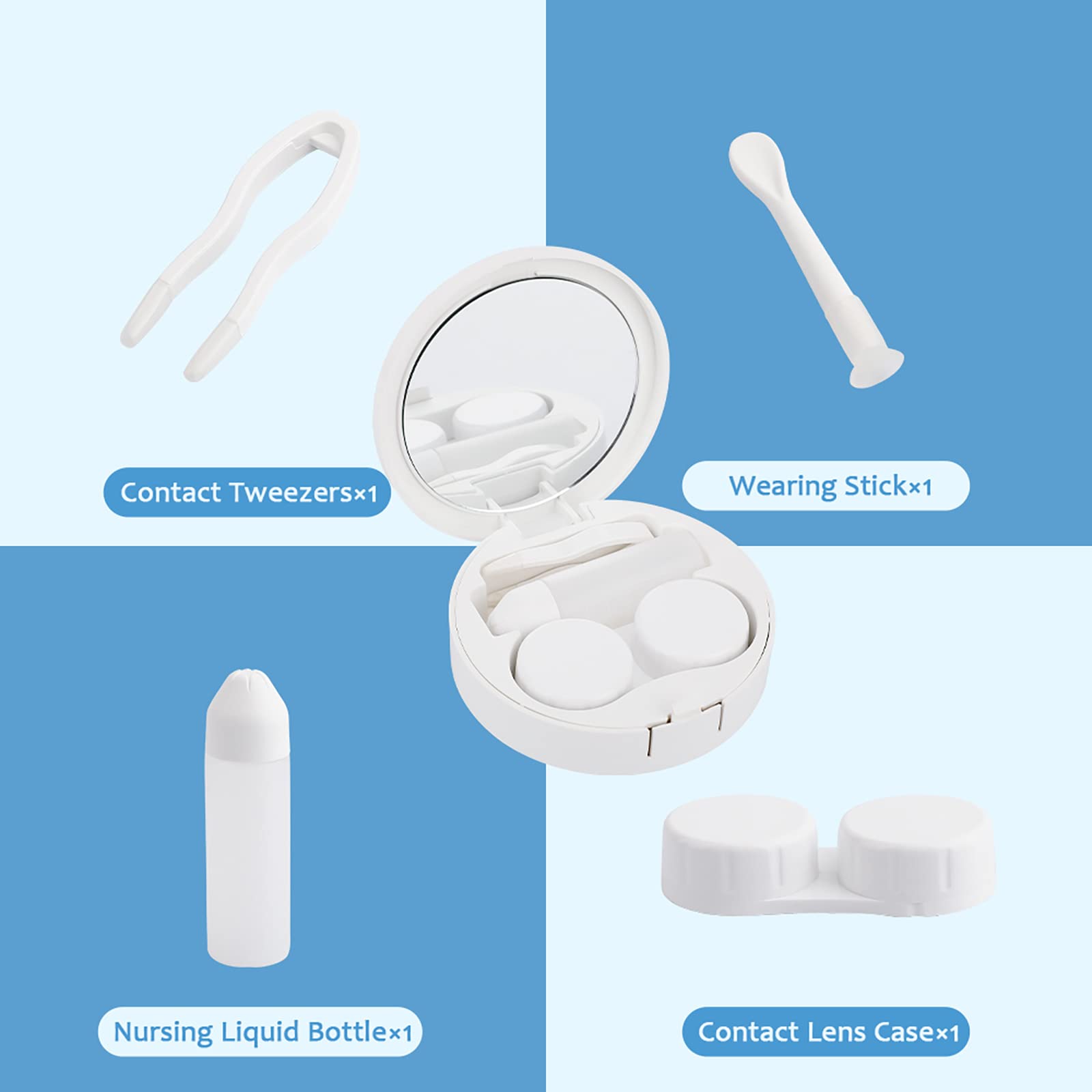 Portable Baseball Lace Contact Lens Case with Mirror for Travel