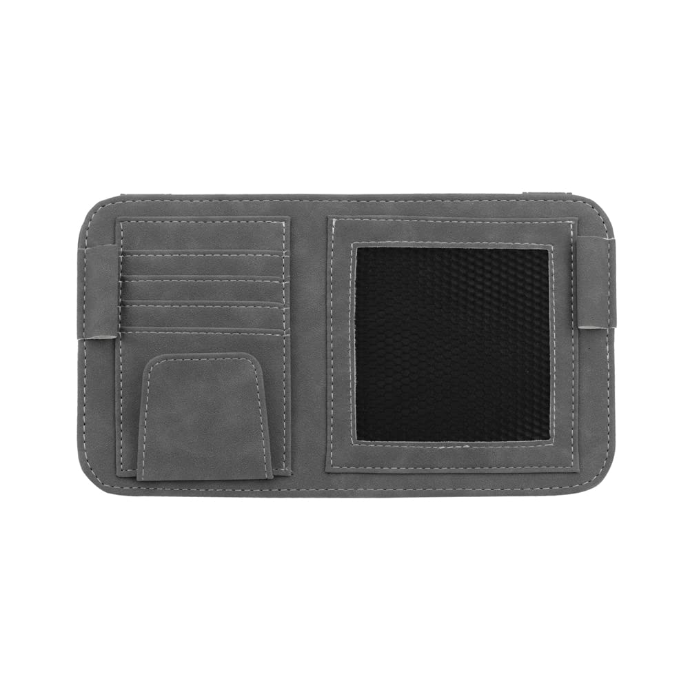 Premium Suede Leather Car Visor Organizer - Universal Eyeglasses & Sunglasses Holder with Card Storage | Multifunctional Car Accessory for Glasses, Cards & Small Essentials | Perfect for Road Trips, Commuting & Daily Driving