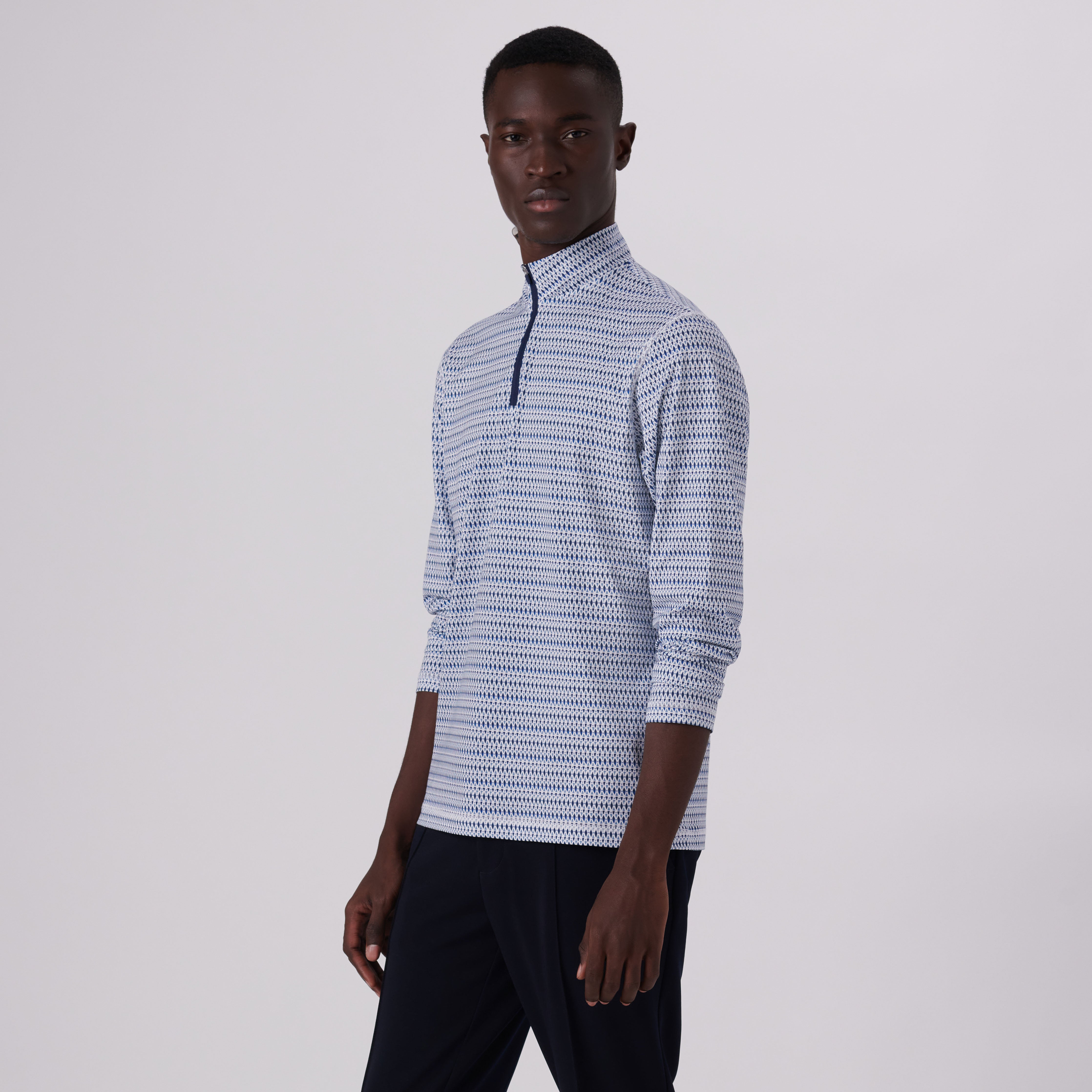 Anthony Harlequin Print Cotton Quarter Zip Pullover - Stylish & Comfortable Men's Casual Shirt for Work, Outdoor & Everyday Wear